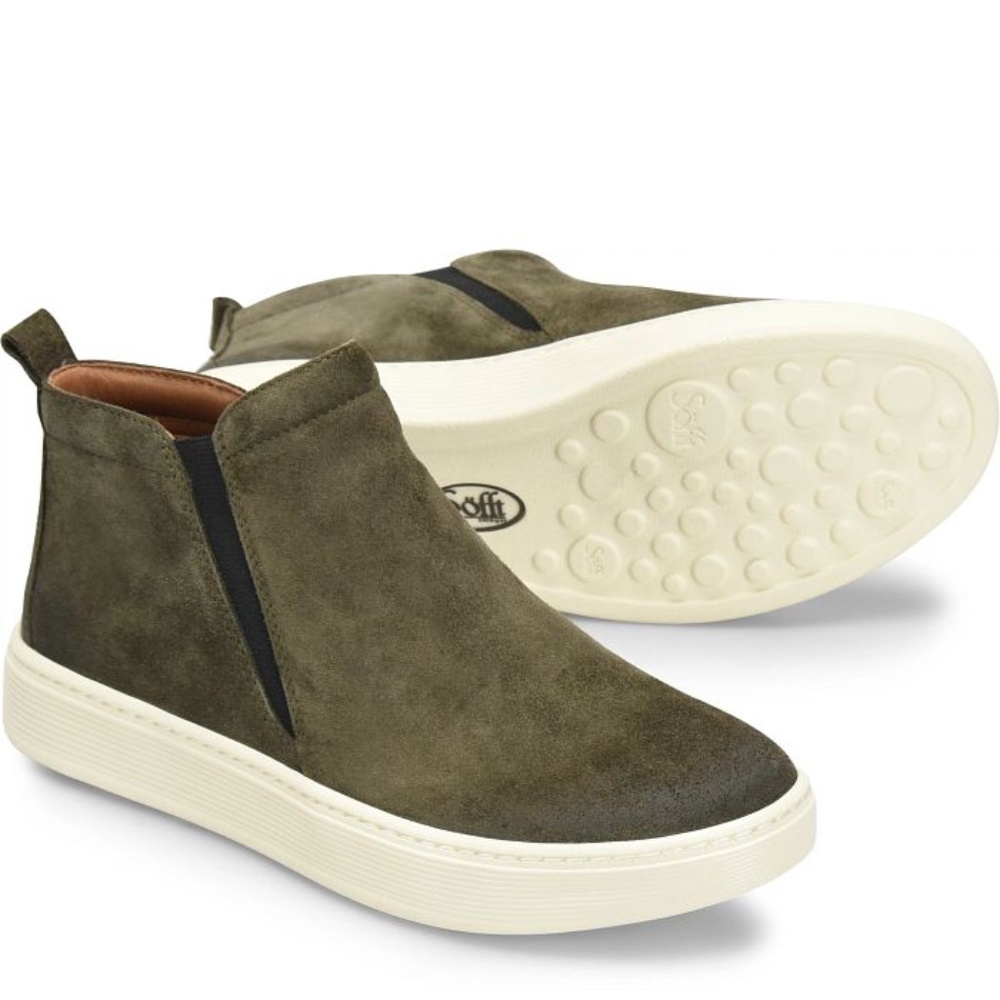 Sofft Britton Army Green Suede Ankle Boots Women's Size 6